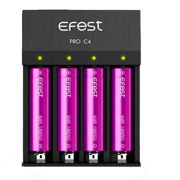 Chargeur d'accumulateur Efest Pro C4 chargement rapide de 4 accumulateurs
