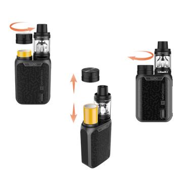 détail du compartiment accumulateur de la Modbox Vaporesso Swag 80W TC